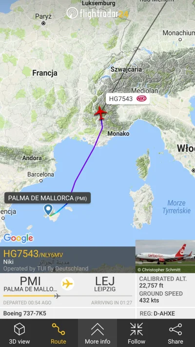 K....._ - #7700 #squawk7700 #lotnictwo 
HG7543 from Palma de Mallorca to Leipzig http...