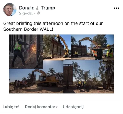 JanuHere - Trump oficjalnie pochwalił się robótkami muru xD #donaldtrump #usa #polity...