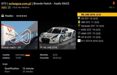 ACLeague - GT3 GT3 GT3 GT3

FUNRACE

Uruchomiliśmy serwer z autami klasy GT3 oraz...