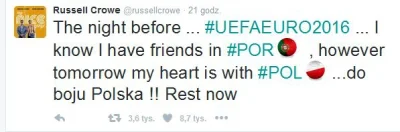 ludzik - Russell wciąż z nami ( ͡° ͜ʖ ͡°) #twitter #russelcrowe #euro2016