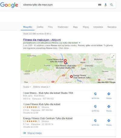 kokol - Co ja pacze szukam silowni tylko dla mezczyzn a tu google wywala mi na mapach...