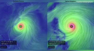 chigcht - @Destr0: porównanie wielkości huraganu Florence i tajfunu Mangkhut (zdjęcia...