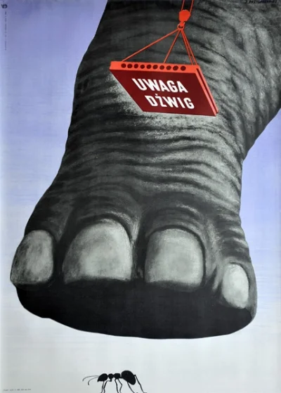 bijotai - @bijotai: plakat BHP dotyczący bezpieczeństwa pracy “Uwaga dźwig”. 1957 rok...