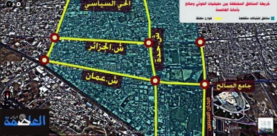 Thorkill - Podobno aktualna mapka z sytuacją w Sanie. Houthi - zielono, Saleh - czarn...