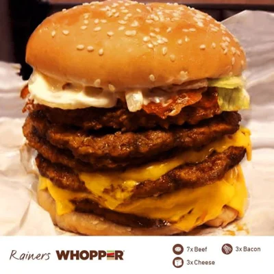 Tapirro - Rainer whooper: 7x wołowina, 3x ser, 3x #cebula. Od dziś Burger King w DE. ...