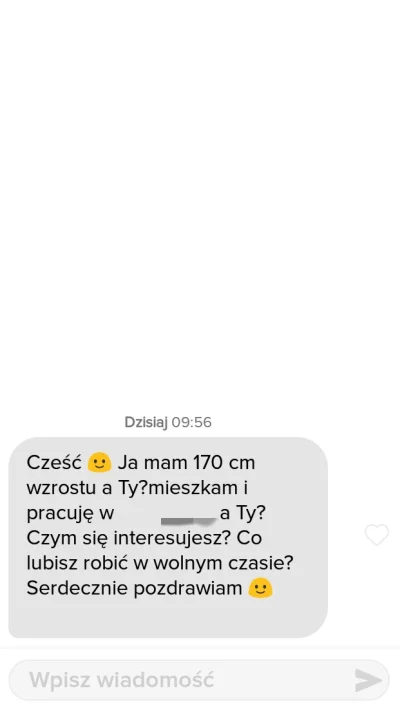 d.....h - #przegryw #p0lka #tinder 

Nie ma jak pytać o wzrost w pierwszej wiadomości...