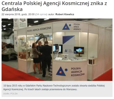 L.....m - Centrala Polskiej Agencji Kosmicznej znika z Gdańska
Nie dość, że kosmodro...