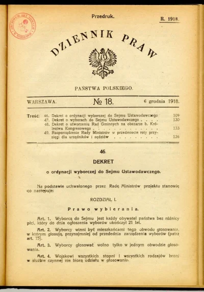 Andreth - 28 listopada 1918 roku Naczelnik Państwa Józef Piłsudski podpisał dekret o ...