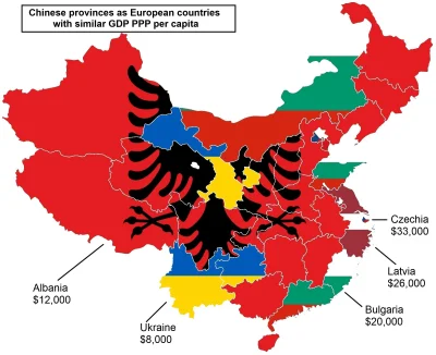 g.....9 - Chińskie prowincje wg PKB na głowę w europejskich odpowiednikach: