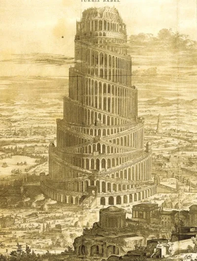 56461629 - Wieża Babel (hebr. מִגְדָּל בָּבֶל , Migdal Bawel[1]) – olbrzymia budowla,...