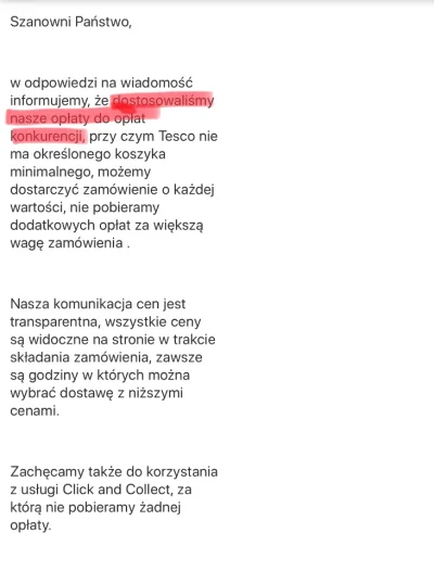 kejkej91 - Spytałem Tesco czym spowodowana jest podwyżka dostawy zakupów zamówionych ...