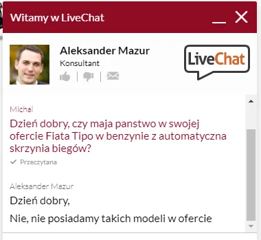 loczyn - > Fiat Tipo - 52k z automatem.

@kasztan00: W sumie muszę doprecyzować, bo...