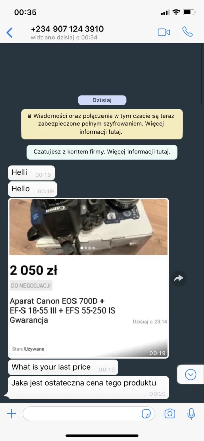 dopebonner - Miałem dziwna ofertę wczoraj z OLX. Typ z kierunkowego +234 Nigeria pisz...