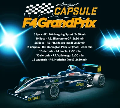 ACLeague - Uwaga rozpoczynamy oficjalne zapisy do MOTORSPORT CAPSULE F4 Grand Prix
-...