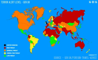 InformacjaNieprawdziwaCCCLVIII - Zagrożenie terroryzmem w poszczególnych krajach wg m...