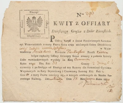 binuska - Dziesięcina na kościół katolicki oryginalny dokument z 1790 roku.

#polsk...