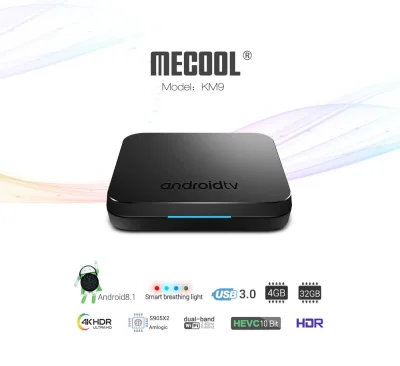 kontozielonki - Tv Box Mecool KM9, 4/32GB, 2.4GHz + 5.8GHz WiFi BT4.2, 4K, H.265, And...