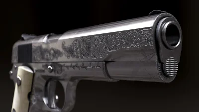 j.....n - #bron #militaria 

Colt M1911 z pięknym grawerunkiem