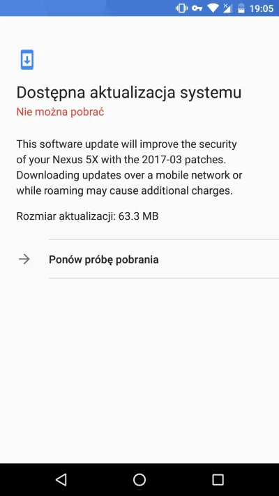 kamstein - Dlaczego nie mogę pobrać aktualizacji? Nexus 5X, czysty Android 7.1.1 bez ...
