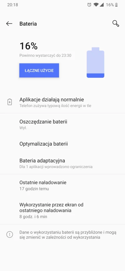 znor1006 - Ponad 8 godzin na włączonym ekranie, w trybie mieszanym LTE, wifi. #oneplu...