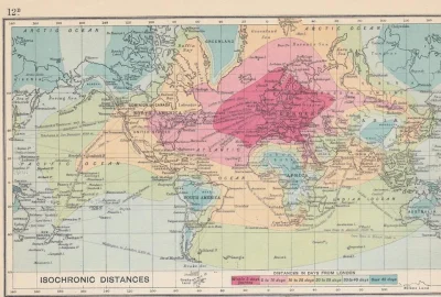 darosoldier - Mapa z 1914 roku pokazująca odległość z dowolnego miejsca na Świecie do...