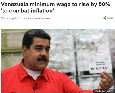 tylkowielkanocny - XD Wenezuela podnosi płacę minimalną o 50%, żeby "zwalczyć inflacj...