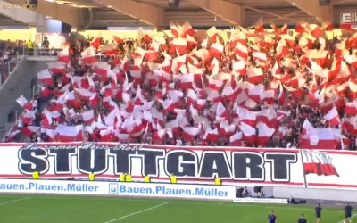 krL1312 - VFB Stuttgart z polską patriotyczną oprawą w dzisiejszym meczu z FC Erzgebi...