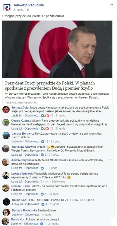 saakaszi - Czytelnicy tv republika zachwyceni przyjazdem Erdogana.
