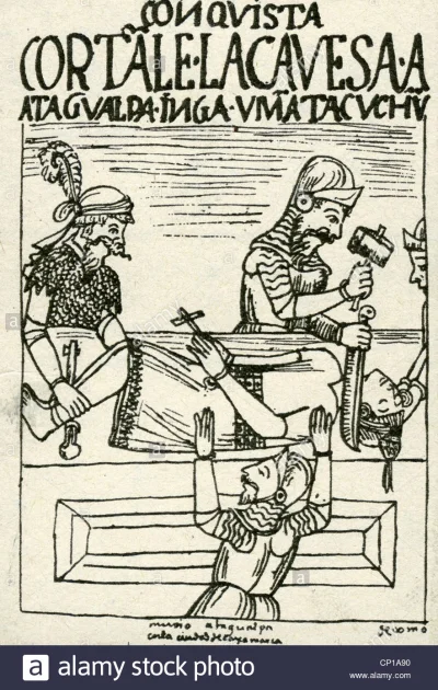 myrmekochoria - Zabójstwo Atahuallpy z Commentarios reales, publikowanych w latach 16...