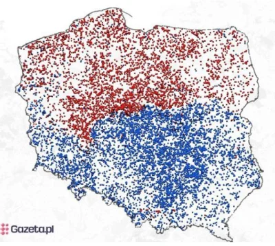 kufeleklomza - Mapa Polski. Kolor czerwony: miejscowości kończące się na -owo, Kolor ...
