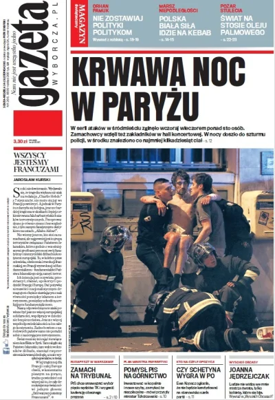 nexiplexi - Pierwsza strona weekendowego wydania "Gazety Wyborczej"

#zamachwparyzu...