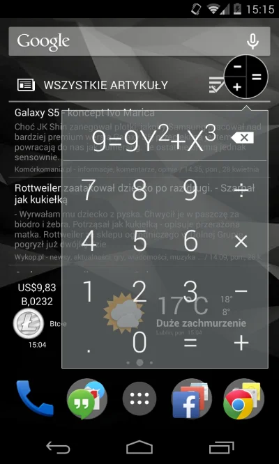 L24D - Aplikacja Calculator (cyanogenmod) i możliwość używania kalkulatora w dymku ni...