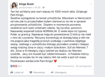 czehuziom - Dobry jest ten list, od Pani Marty, ktory Kinga Rusin zamiescila na FB. z...