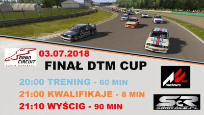 drfugaz - Dziś o 21:00 finałowy wyścig DTM Cup by Simrace.pl Amateurs Club.

90 min...