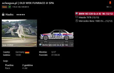 ACLeague - Przypominamy o serwerze treningowym do Funrace WEK OLD
hasło - WYKOP
tab...