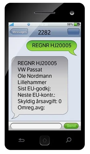 K.....K - Mamy kogoś z Norwegii?



Wystarczy wysłać SMSa na 2282 REGNR YYXXXXX. W od...