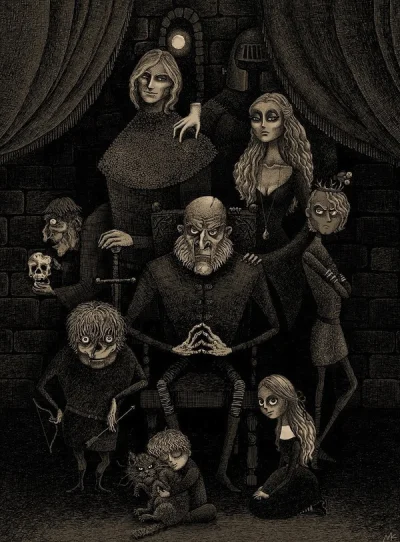 b.....a - Portret Lannisterów utrzymany w stylistyce rodziny Addamsów.



#fanart #go...