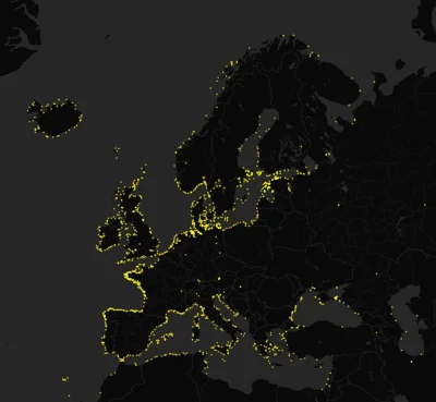 AmokK - Mapa latarni morskich znajdujących się w Europie #mapy #mapporn #polska #euro...