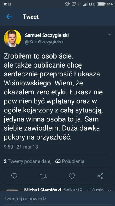 Kamfil90 - @midcoastt Peszko przeproszony nie został. Jeszcze Wiśniowski z Łączy nas ...