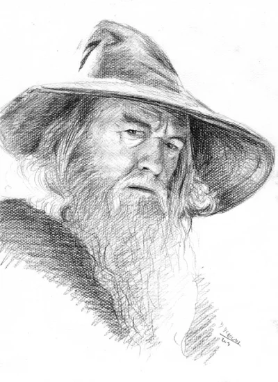 domad - Tym razem nie akwarela tylko Gandalf, rysowany na podstawie jednego ze zdjęć ...