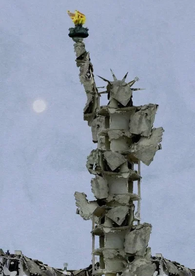 enforcer - Statua Wolności zbudowana z gruzów Aleppo - autor: Tammam Azzam
#syria #a...