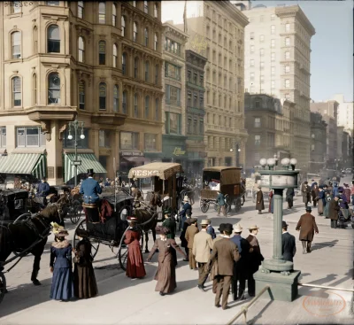 enforcer - Użytkownil reddita pięknie "pokolorował" zdjęcie Nowego Jorku z 1905 roku....