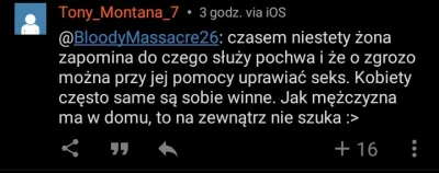 Jo_chca - *Kobieta zdradza mężczyznę*
Wykopki: Głupia p0lka. W dupie sie im poprzewra...