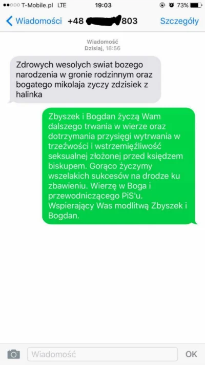 agaciksa - Dostałam życzenia. Odpisałam. Nie znam ani Zbyszka ani Halinki. #swieta #h...