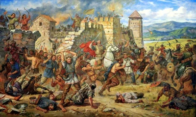 binuska - Kij książę Kijowskich Polan broni fortecy Kijewiec nad Dunajem w 487 roku -...