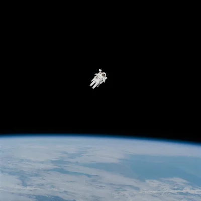 Lizus_Chytrus - > Bruce McCandless II performs first untethered spacewalk, February, ...
