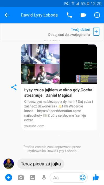 Kutasiaszyja - Łysy stream chce pizze za jajka 
#danielmagical