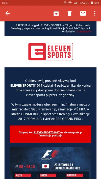 dradziak - Łapać Mirki - darmowy Eleven Sports na 72h w przeglądarce :)

#elevensport...