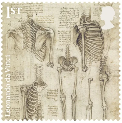 malakropka - 500 lat po śmierci Leonarda da Vinci poczta w Londynie emituje 12 znaczk...