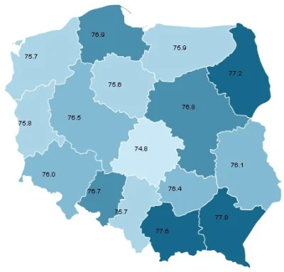 swietlowka - Średnia długość życia dla Polski wg województw w 2010r. Najdłuższej ludz...